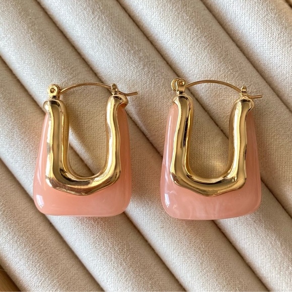 Anthropologie Casa Clara Andy Earrings Sweet Pink Gold Earrings - Picture 1 of 11